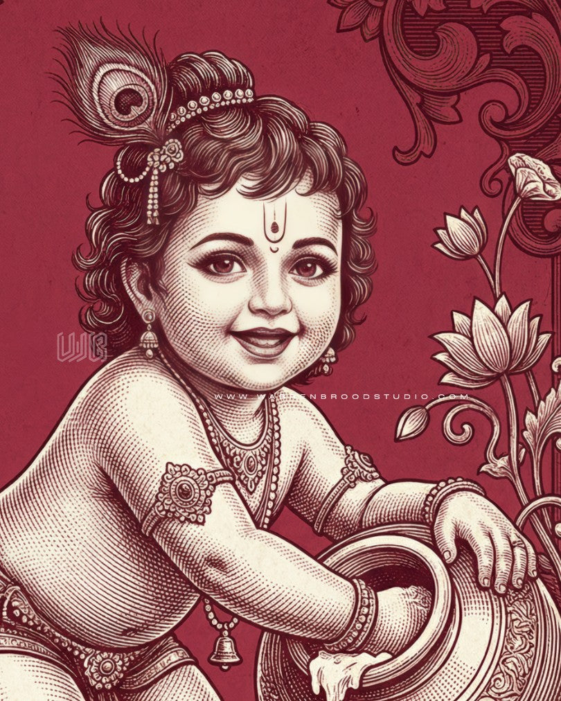 Shop premium Lord Krishna devotional wall art - Warren Brood Studio