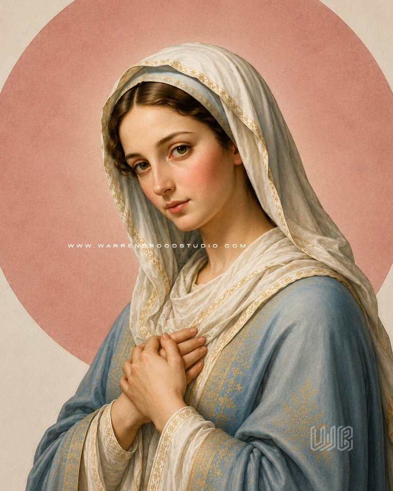 Shop Blessed Virgin Mary – Premium Catholic Wall Art Print | Oak Wooden Frame | Christian Religious Wall Decor
