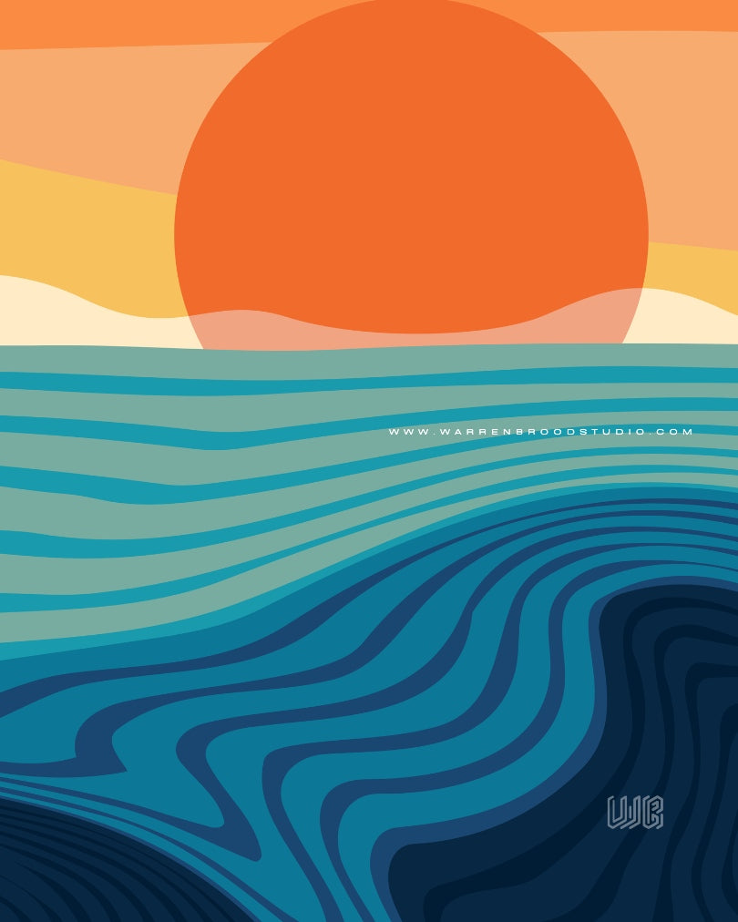 Bring the calming beauty of the sea into your space with Ocean Rhythm, a contemporary coastal wall art print featuring flowing ocean waves, vibrant sunset hues, and premium wall art frames.