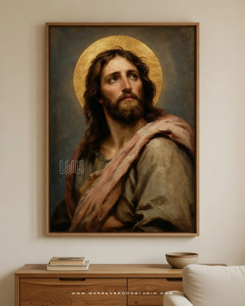 A timeless painting of Jesus Christ portraying divine mercy, grace, and redemption. Perfect for Christian homes, prayer spaces, churches, and faith-inspired interiors.