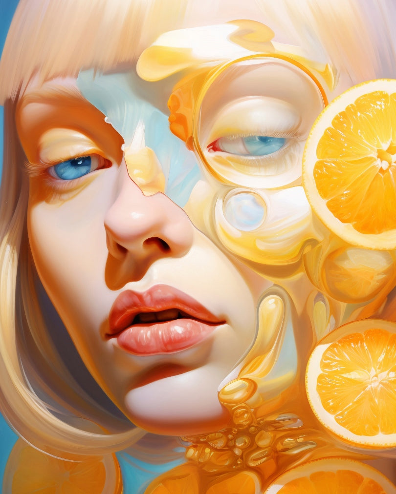Golden Pulp - Contemporary Digital Portrait Art Print Wall Frame