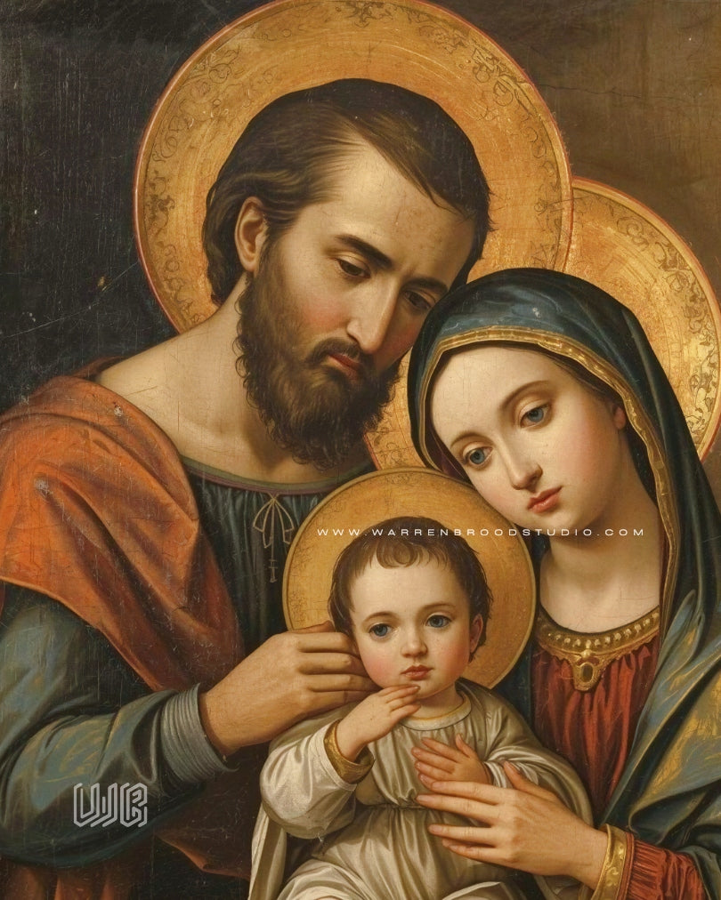Holy Family Wall Art, Catholic Wall Art, Christian Wall Art Print, Jesus Mary Joseph Artwork, Holy Family Framed Print, Catholic Home Decor, Religious Wall Art, Christian Home Decoration, Sacred Family of Nazareth, Premium Oak Wooden Frame, Catholic Gifts, Church Wall Art, Christian Artwork, Devotional Wall Decor, Religious Art Prints