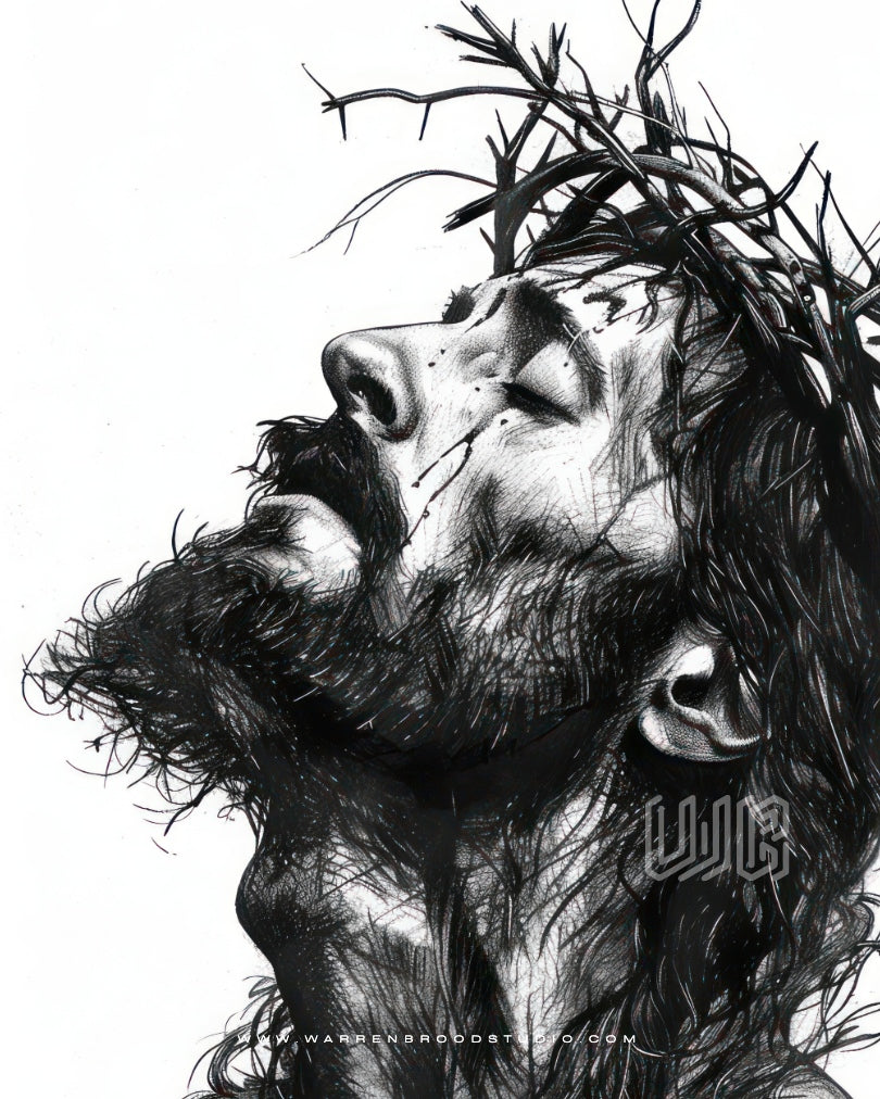 Jesus Christ Illustartion Drawing - Christian Wall Art Frame