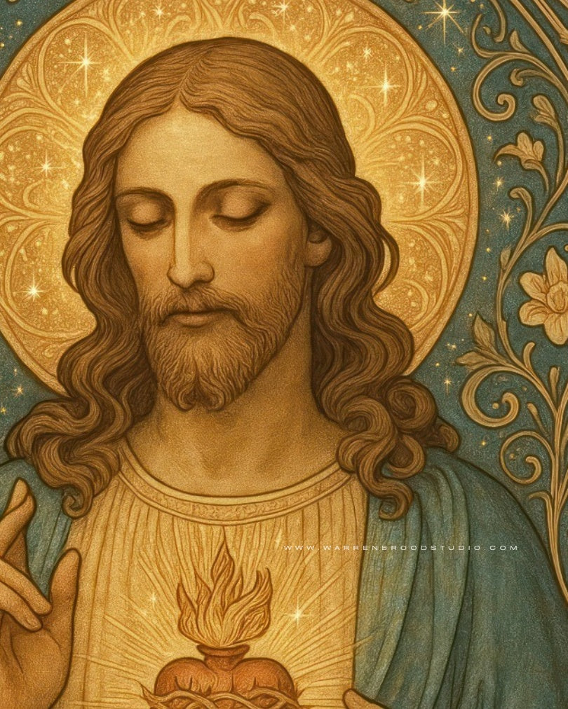 Premium Jesus Christ framed wall art for Christian home decor and prayer room decoration - Warren Brood Studio