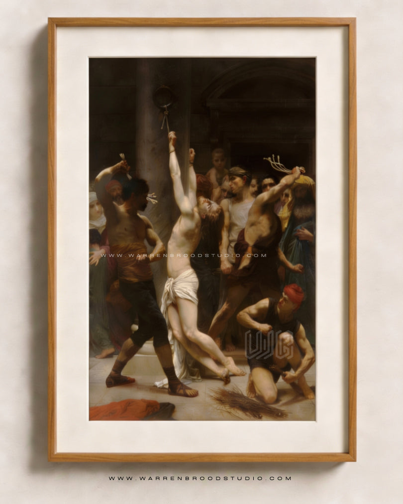 Flagellation of Christ artwork showing Passion of Jesus in premium Warren Brood Studio wall frame Christian home decor