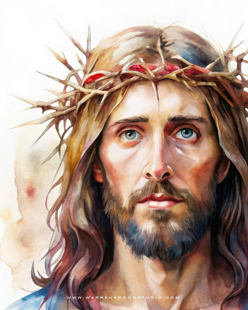 Jesus Christ Crown of Thorns Painting Art Print - Double Glass Floating Frame