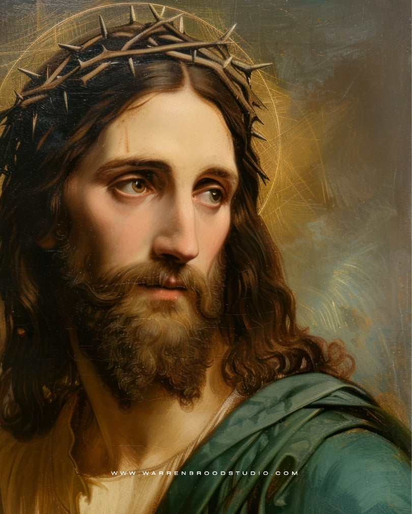 Jesus Crowned in Thorns Painting, Wooden Box Frame