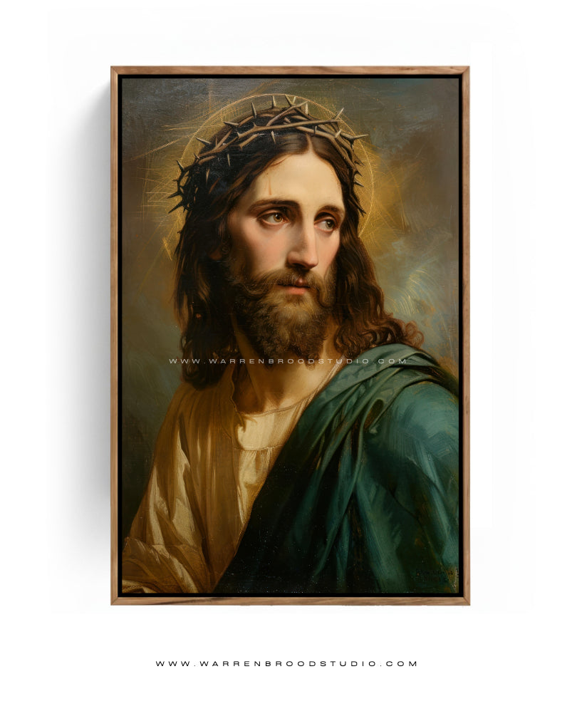 Jesus Crowned in Thorns Painting, Wooden Box Frame