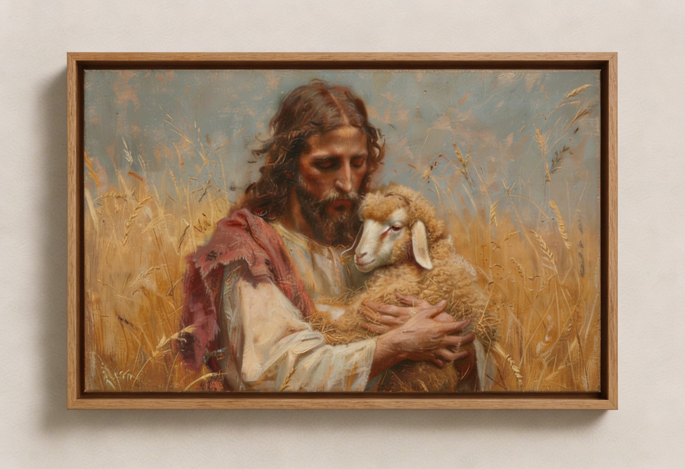 Jesus The Good Shepherd Wooden Wall Frame Online by Warren Brood Studio Dubai