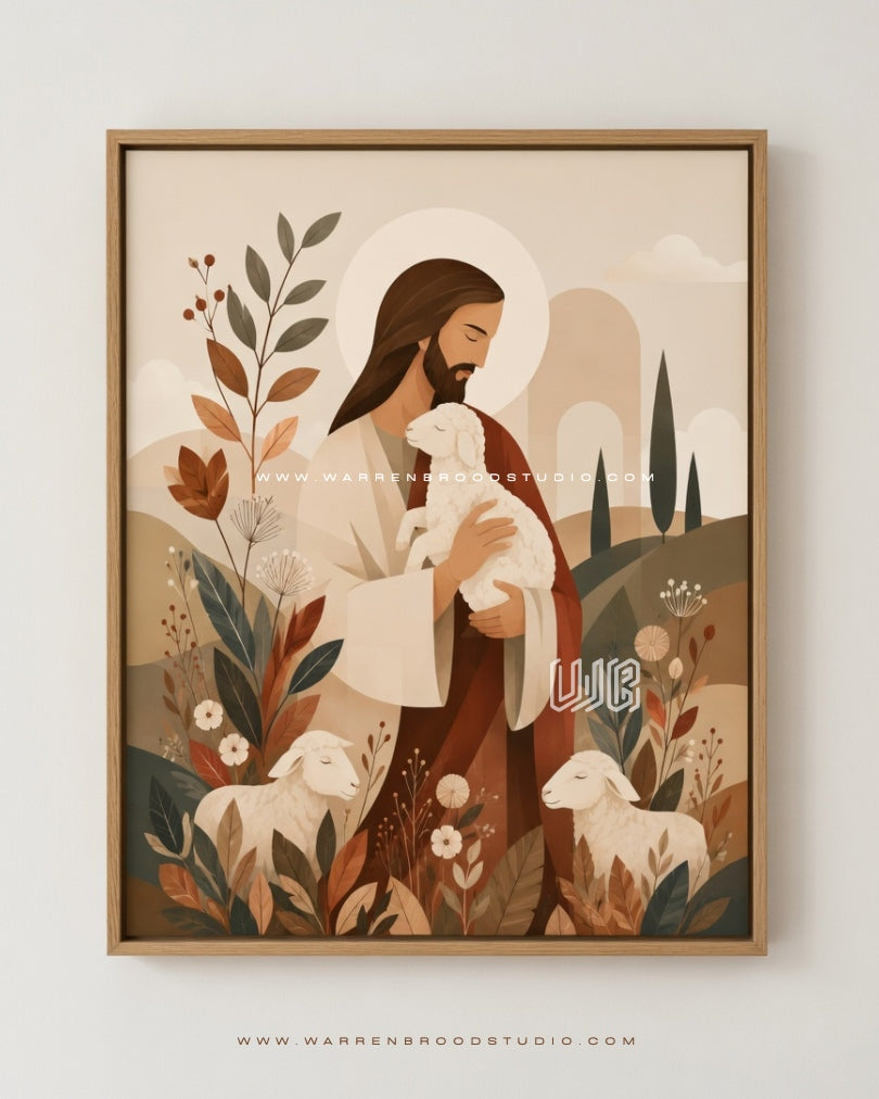 Jesus with Lamb Wall Art, Good Shepherd Wall Art, Jesus Wall Art, Christian Vector Art, Christian Wall Art, Jesus Canvas Print, Religious Wall Art, Christian Framed Print, Christian Home Décor, Prayer Room Wall Art, Church Wall Décor, Jesus Artwork, Biblical Wall Art, Christian Gift Ideas, Premium Christian Wall Frame, Christian Wall frames UAE, Jesus Wall Art Dubai, Warren Brood Art Studio.