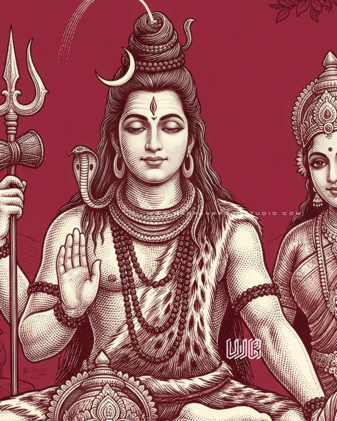 Shiva Parivar Spiritual Artwork | Indian Religious Wall Art Decor - Online UAE