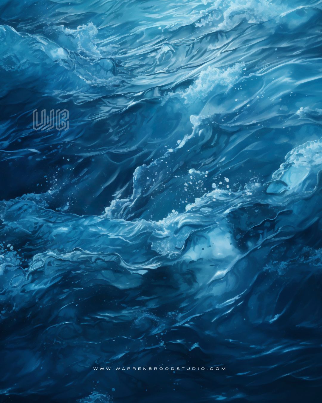Midnight Tide, Digital Art - Premium Contemporary Ocean Abstract Digital Art Print Wall Frame