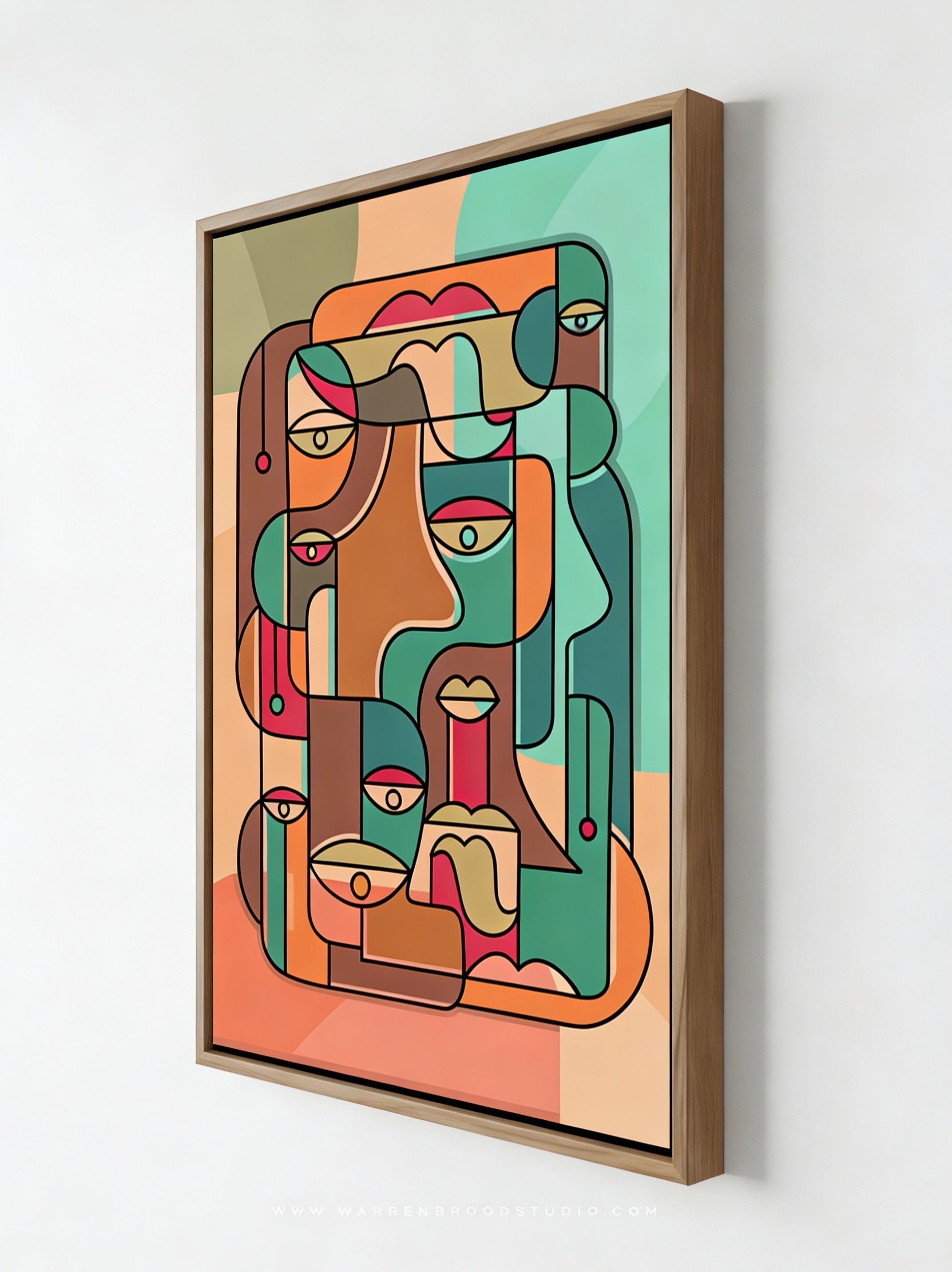 Chromatic Identity, Cubism Face Vector Digital Illustration - Contemporary Abstract Wall Frame