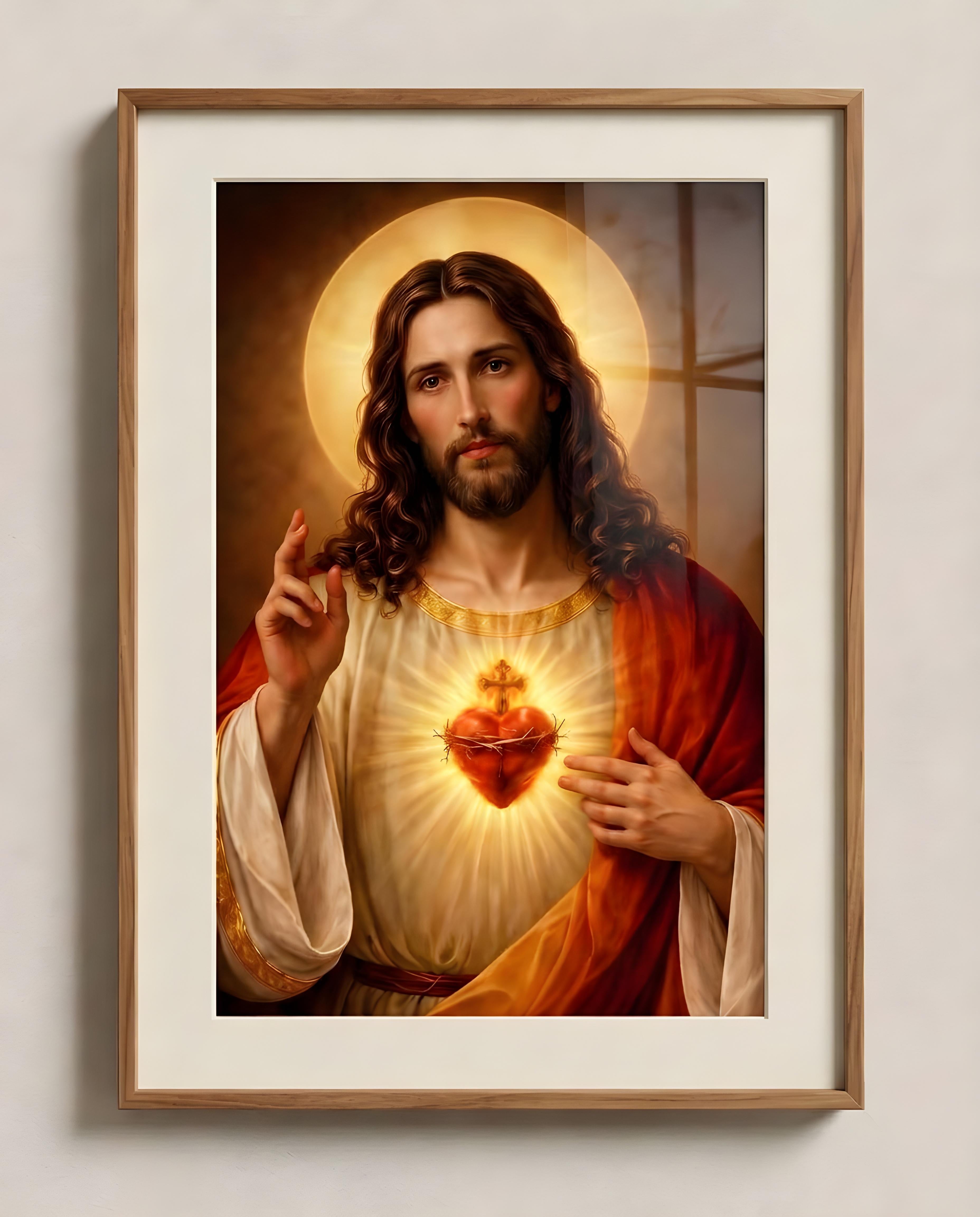 Sacred Heart Jesus - Wooden Box frame