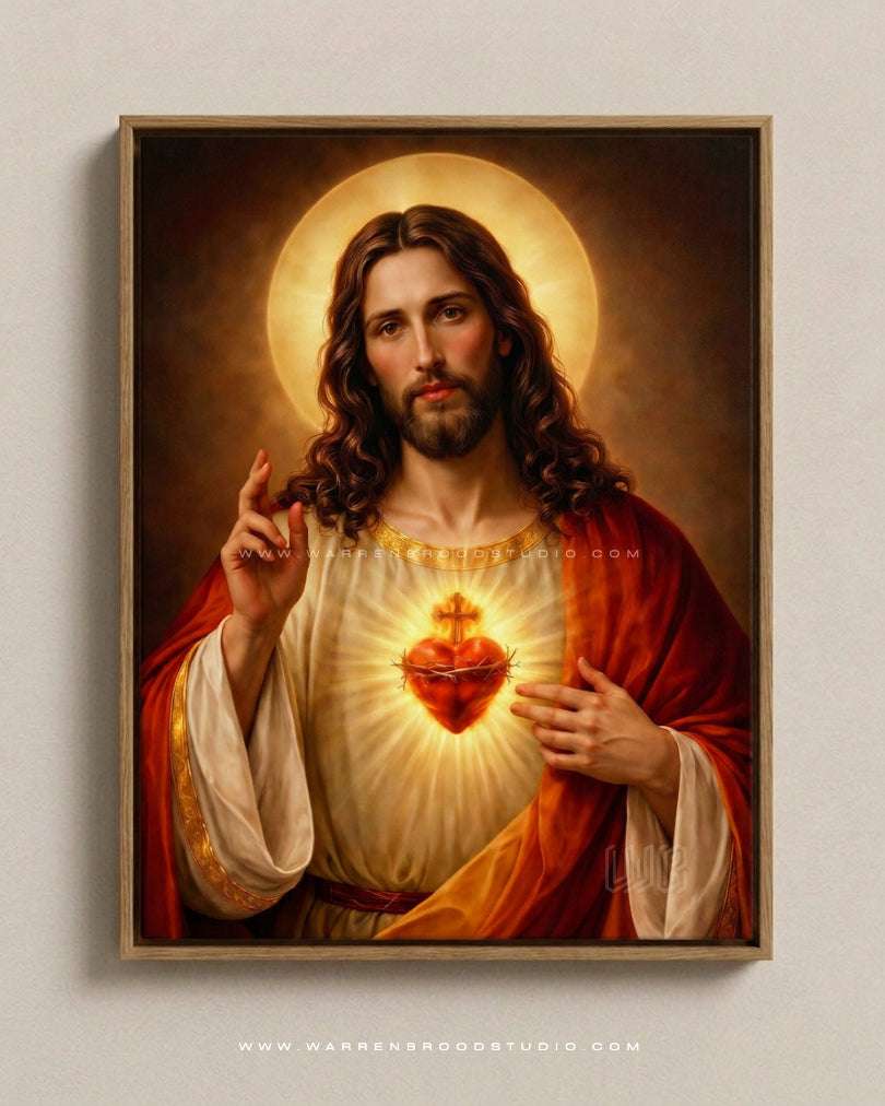 Sacred Heart of Jesus religious painting classic Christian wall art - Online