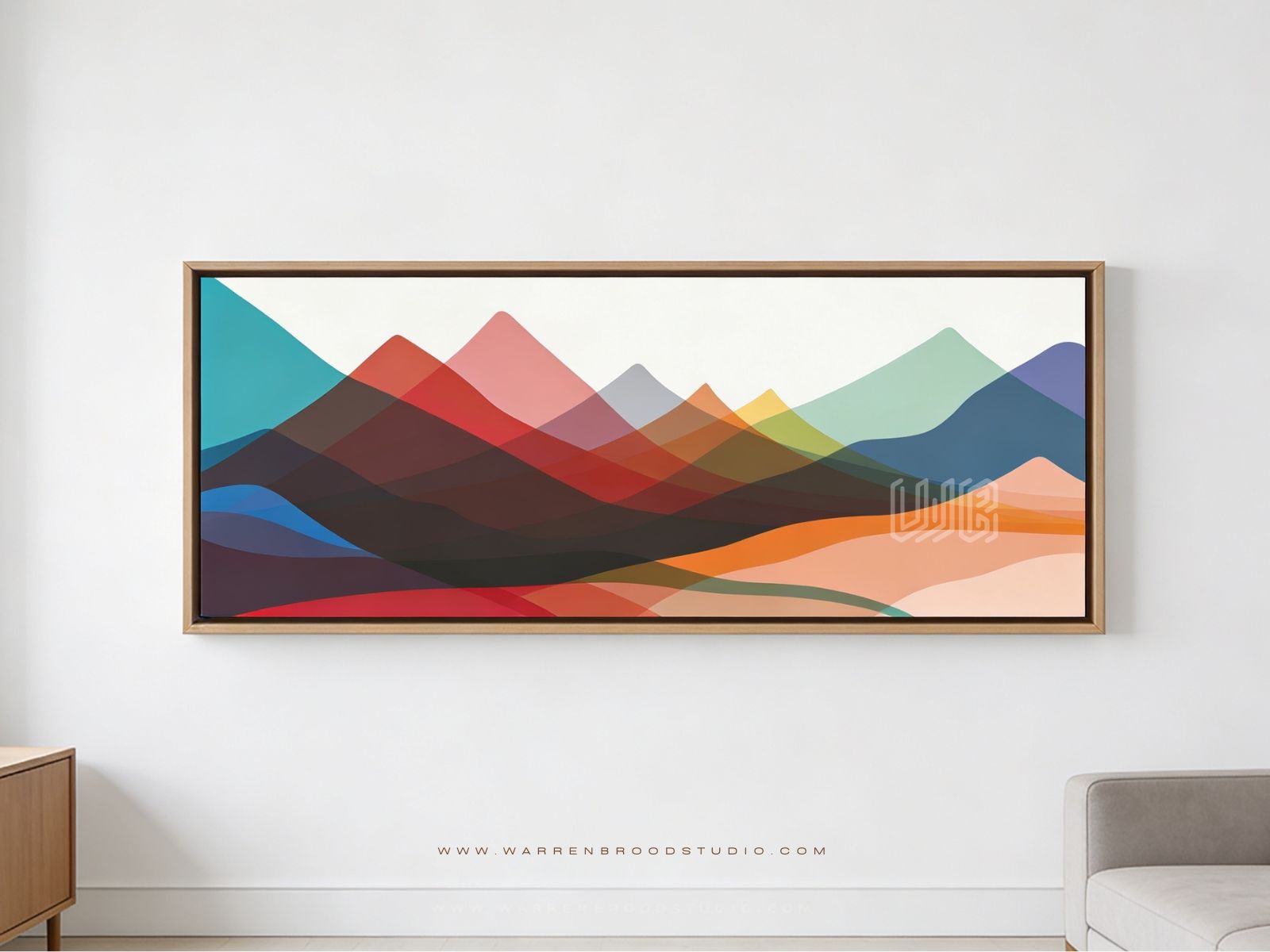 Spectrum Valleys, Digital Illustration - Contemporary Abstract Wooden Wall Frame