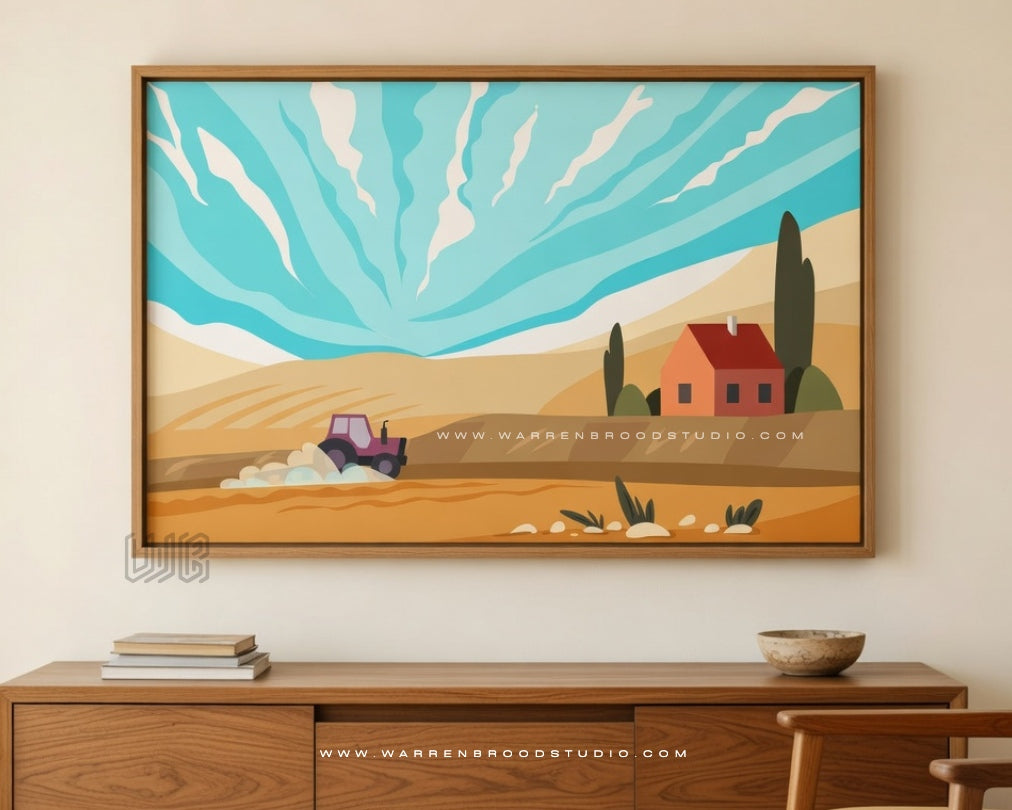 The Open Field | Countryside Landscape Digital Illustration Art Print | Premium Wall Art Frames