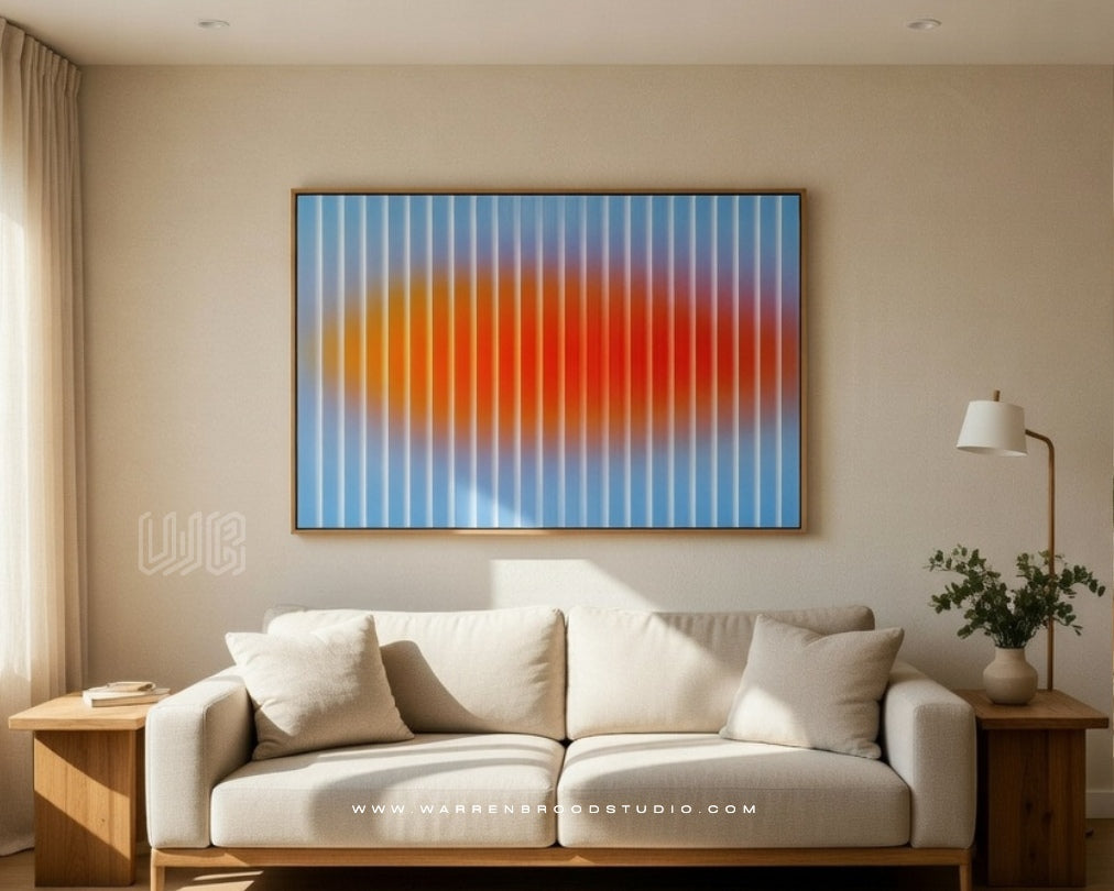 minimalist abstract wall art, contemporary abstract print, geometric wall décor, modern abstract artwork, horizon wall art, gradient abstract design, luxury wall art frames, contemporary interior décor, minimalist art print, modern gallery wall art, abstract sunset artwork, premium framed art, sophisticated wall décor, Warren Brood Studio