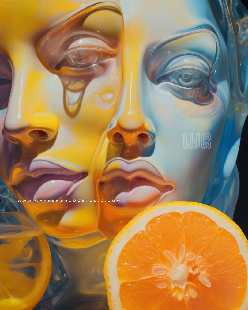 Premium surreal portrait wall art featuring emotional expression, contemporary digital illustration, and luxury wooden framed décor for modern interiors.
