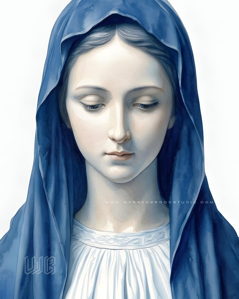 Blessed Virgin Mary wooden glass frame Christian wall art
