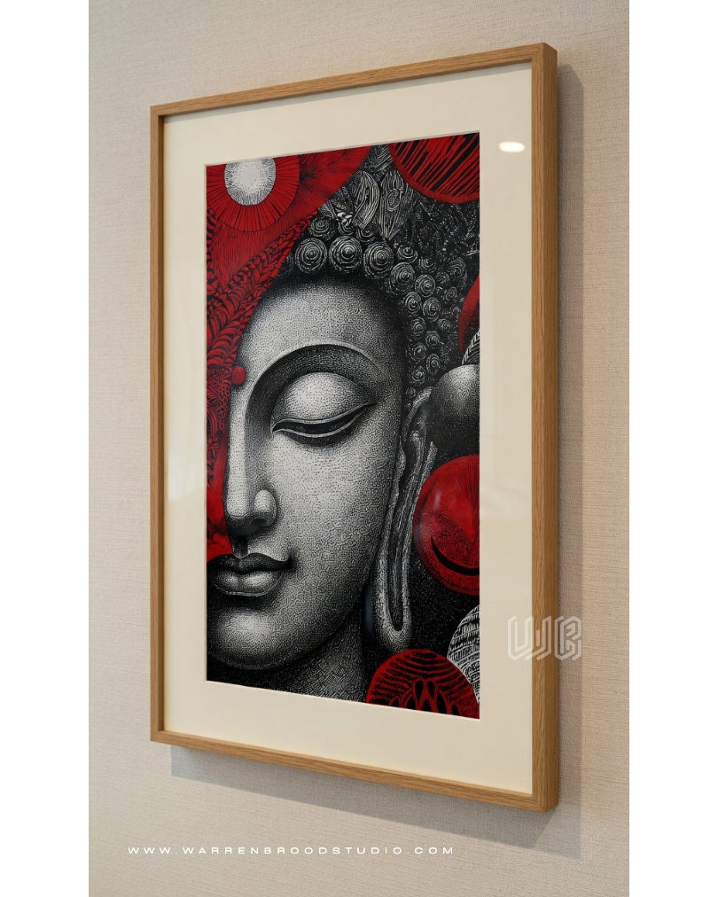 Minimalist Buddha illustration wall décor with luxury finish - Warren Brood Art Studio