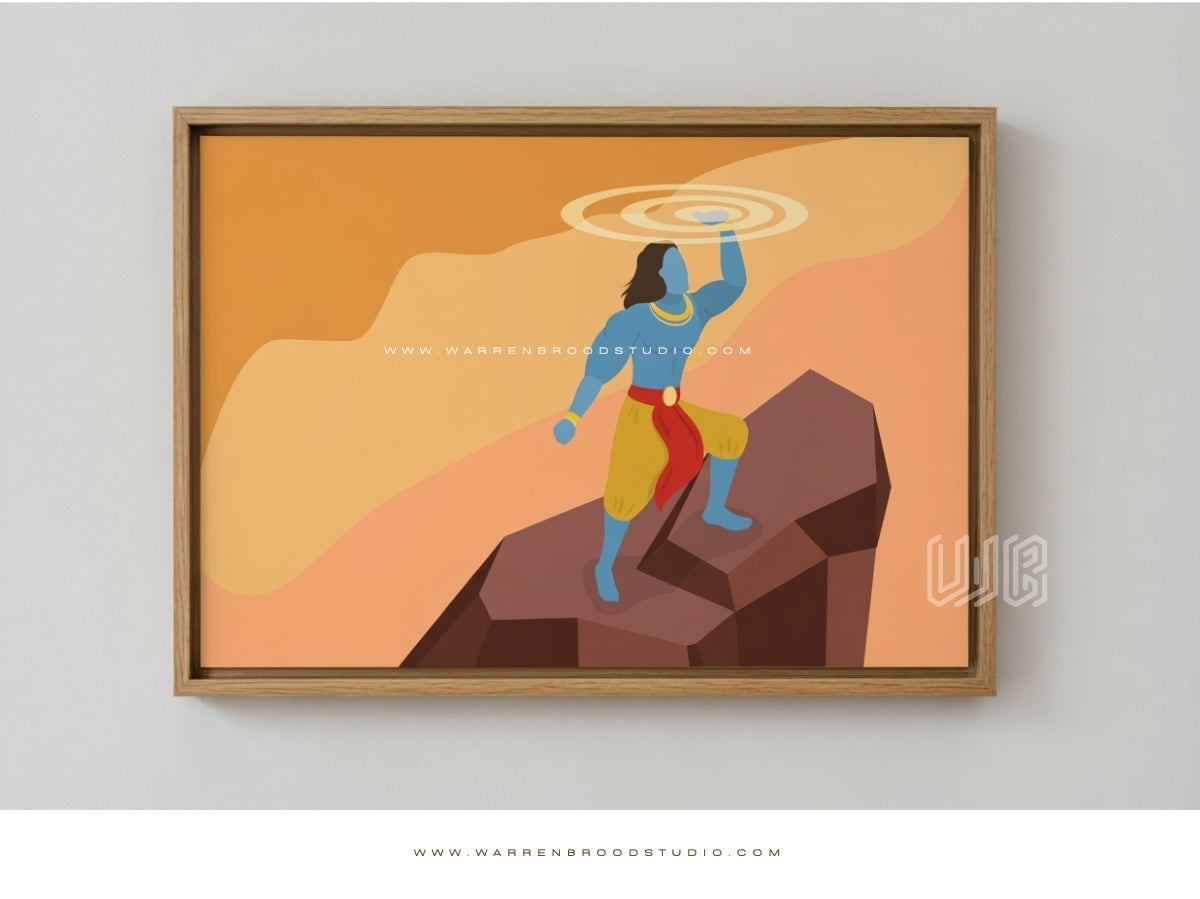 Shop Lord Krishna with Sudarshan Chakra – Premium Hindu Religious Wall Art Print - Warren Brood Studio