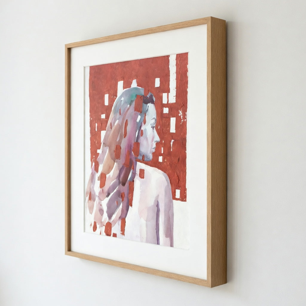 contemporary acrylic painting, abstract portrait artwork, modern figurative art, female portrait painting, expressive wall art, textured acrylic artwork, contemporary wall décor, premium wall art frames, modern portrait art, abstract female painting, luxury wall art, gallery-style artwork, emotional contemporary art, fine art painting, Warren Brood Studio