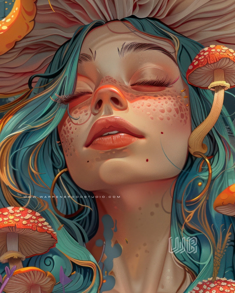 Dream Shade, Digital Illustration - Contemporary Digital Portrait Art Print Wall Frame Online for Home Decor