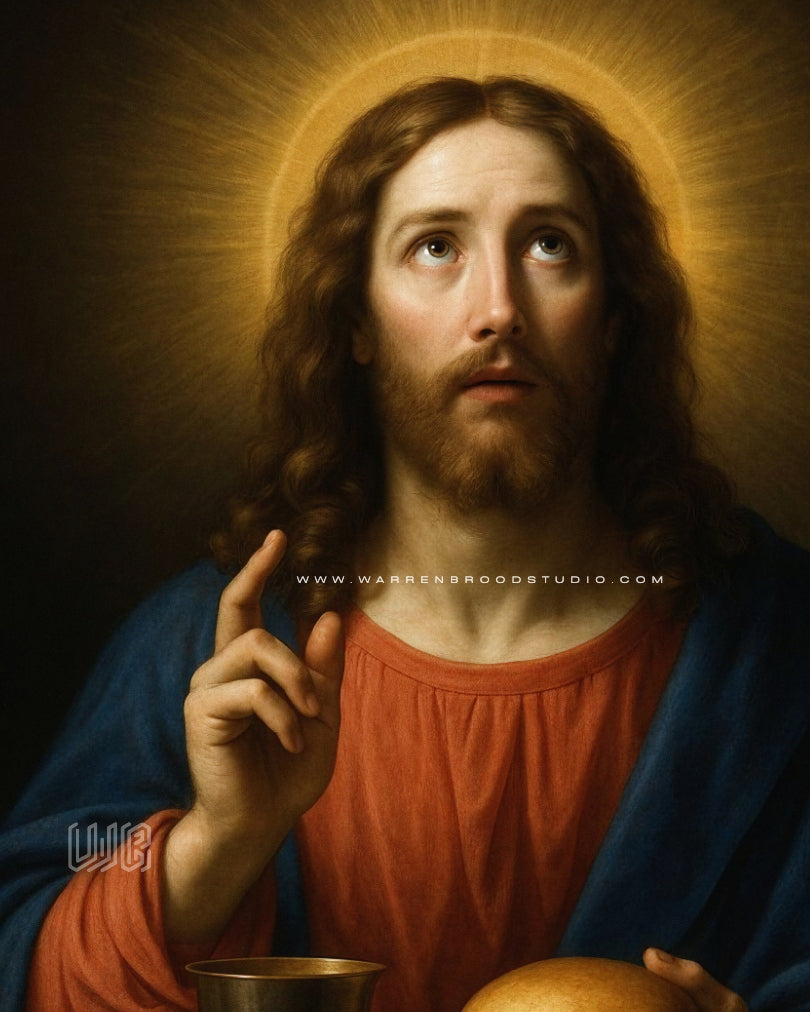 Christ the Bread of Life, Bread of Life, Jesus Christ, Eucharistic Jesus, Holy Eucharist, Christian Wall Art, Catholic Wall Art, Christian Decor, Religious Wall Decor, Jesus Painting, Christian Home Decor, Prayer Room Decor, Church Decor, Christian Gifts, Oak Wooden Frame, Premium Wall Art, Catholic Gifts, First Holy Communion Gift,