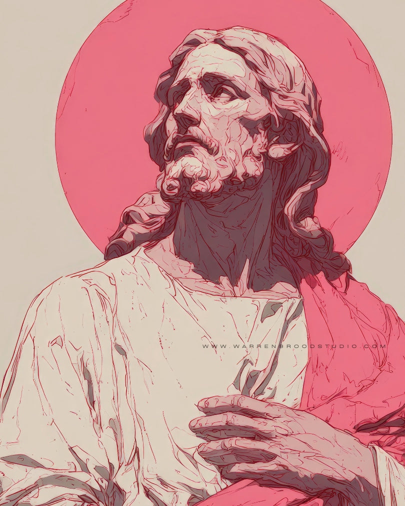 Jesus Christ Illustration - Christian Religious Wall Frame