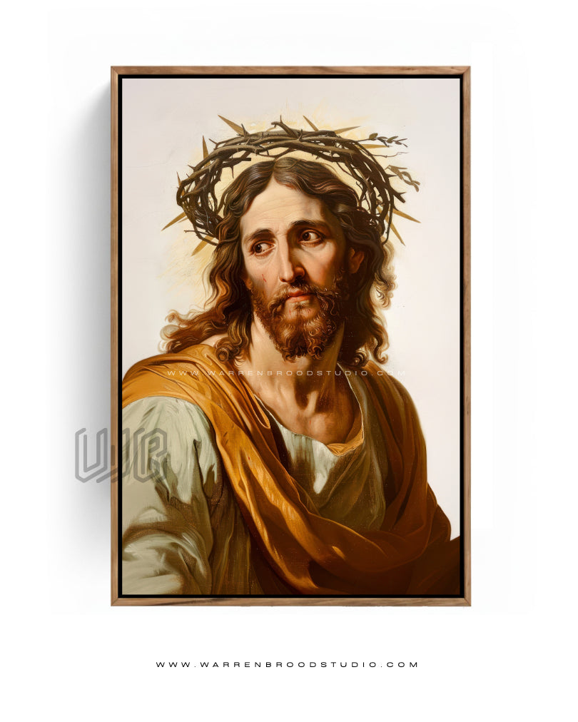 Jesus Christ Portrait with Crown of Thorns Painting, Wall Art