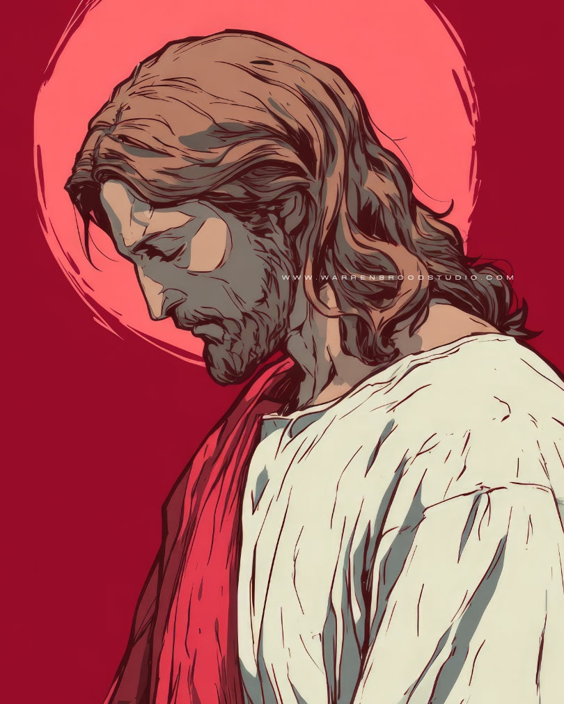 Premium Jesus Christ framed wall art for Christian home decor and prayer room decoration - Warren Brood Studio