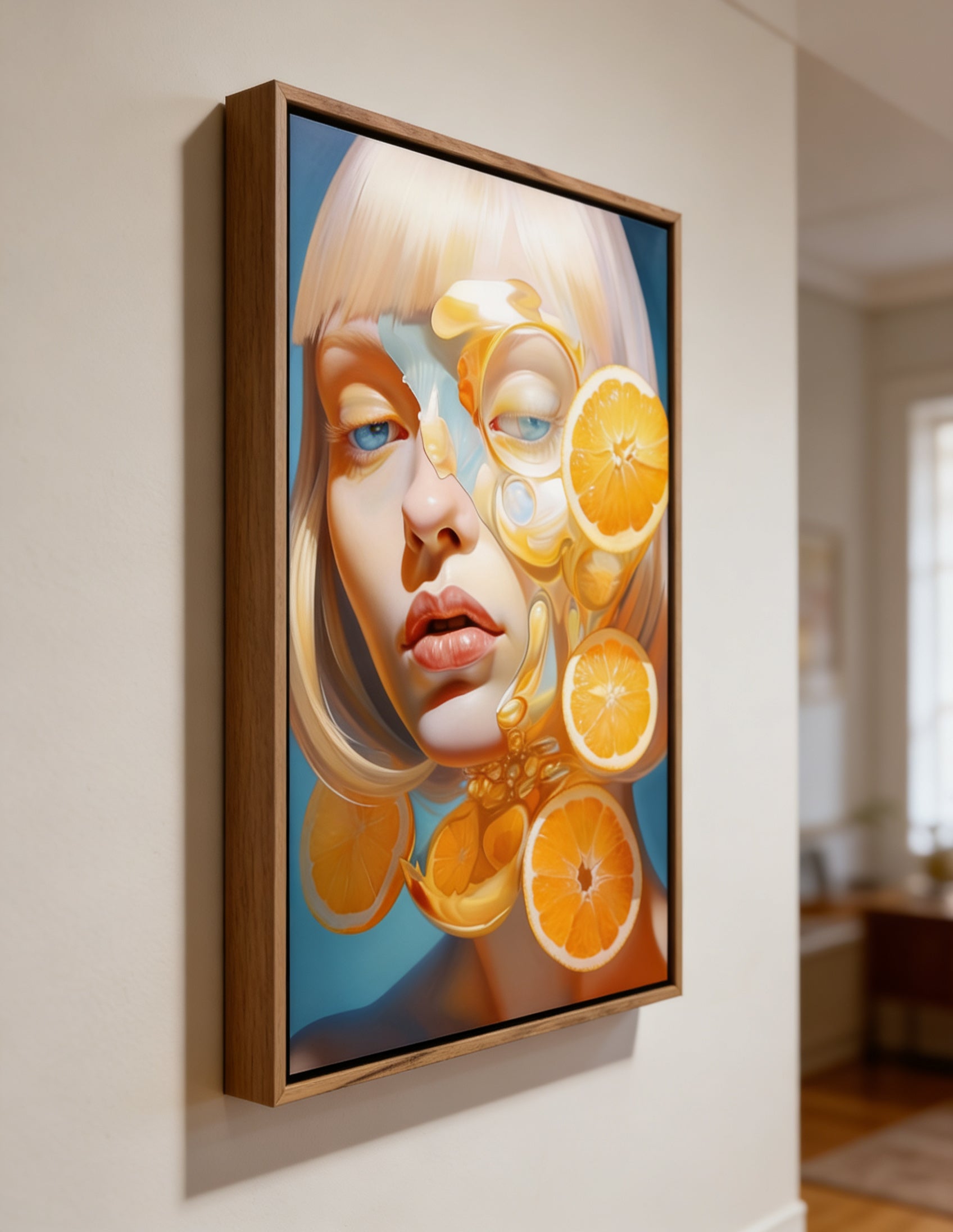 Golden Pulp - Contemporary Digital Portrait Art Print Wall Frame