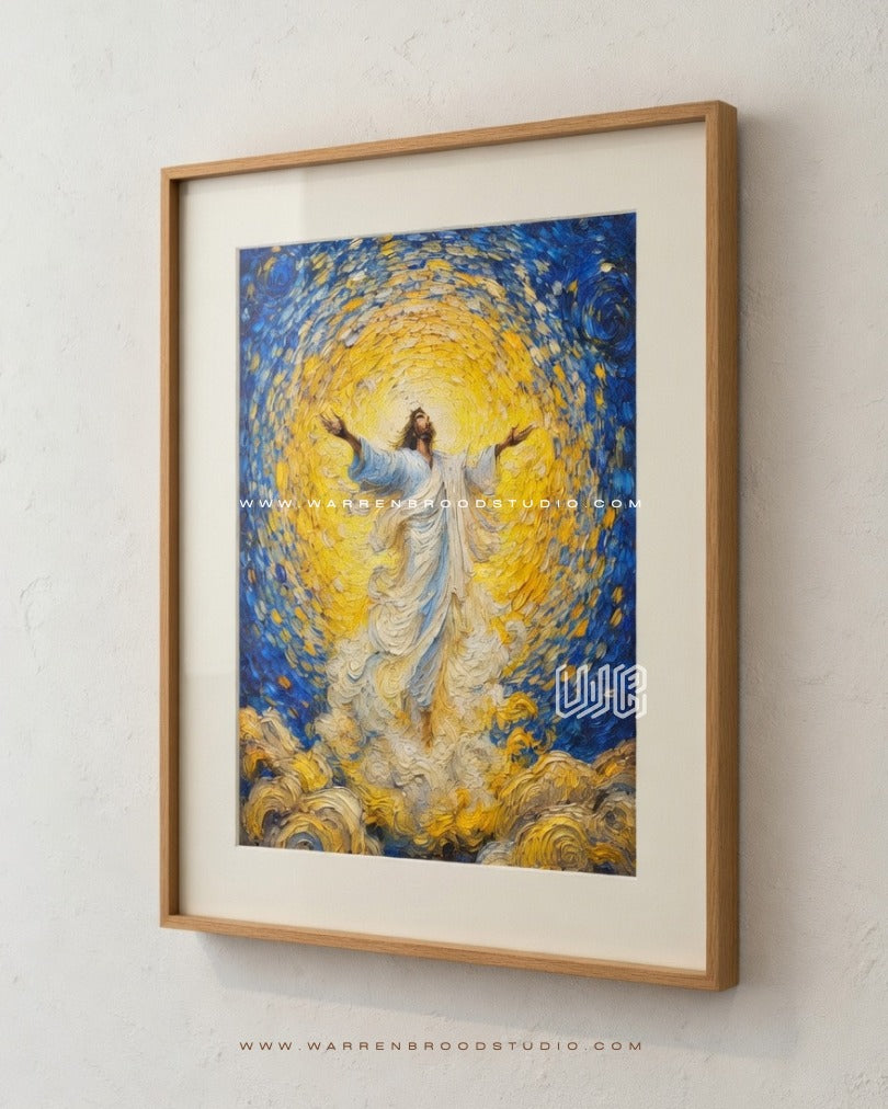Buy Glorious Resurrection of Jesus Christ Art, Jesus Resurrection Wall Art, Risen Christ Painting, Christian Wall Art UAE, Jesus Canvas Print, Christian Framed Wall Decor, Religious Artwork, Resurrection of Christ Print, Christian Home Decor, Church Wall Art, Jesus Fine Art Print, Premium Christian Artwork, Warren Brood Art Studio Dubai, Christian Gifts UAE, Inspirational Jesus Wall Decor.