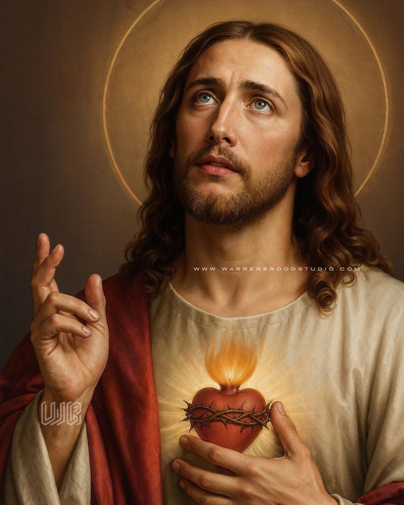 Sacred Heart of Jesus, Christian Art Print, Jesus Wall Art, Religious Wall Decor, Catholic Wall Art, Christian Home Decor, Sacred Heart Painting, Jesus Christ Artwork, Oak Wooden Box Frame, Christian Wall Frame, Religious Art Print, Catholic Home Decoration, Prayer Room Wall Art, Framed Christian Artwork, Premium Christian Wall Decor.