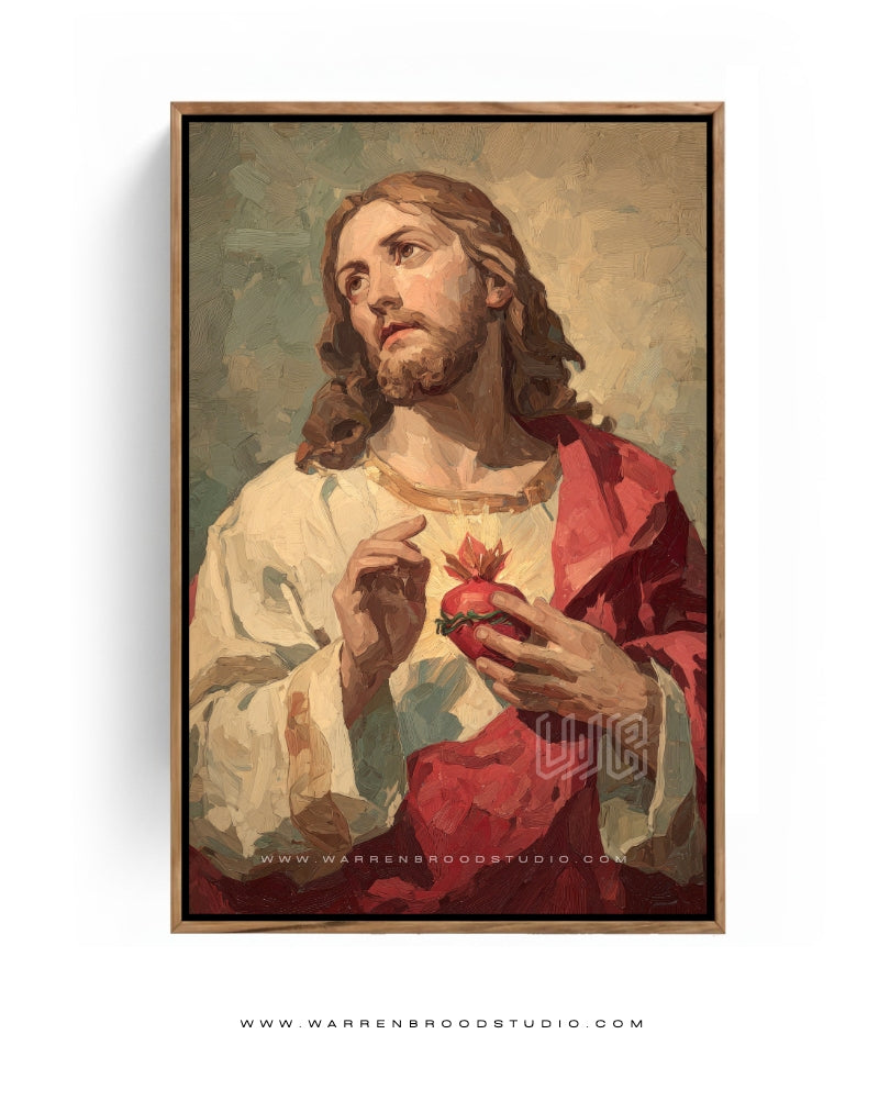 Sacred Heart Jesus Illustration Wall Frame - Catholic Home Decor | Christian Wall Decor, Warren Brood Studio