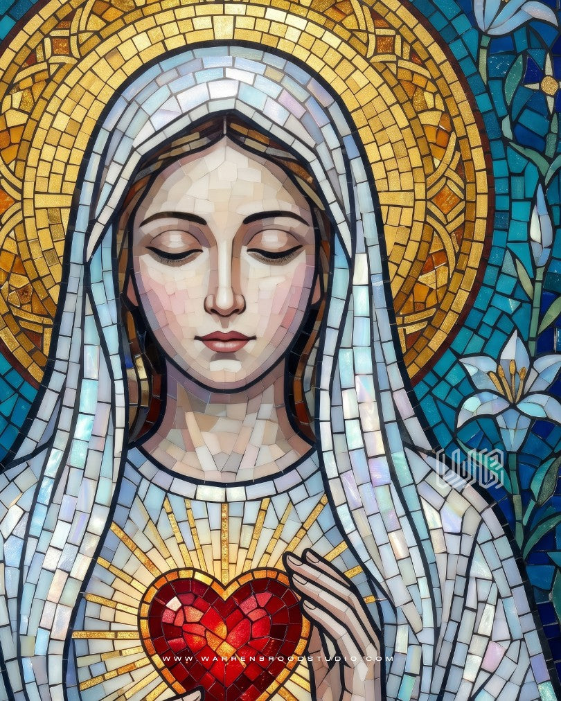 Sacred Heart of Mary Framed Wall Art Frames - Catholic Wall Frames