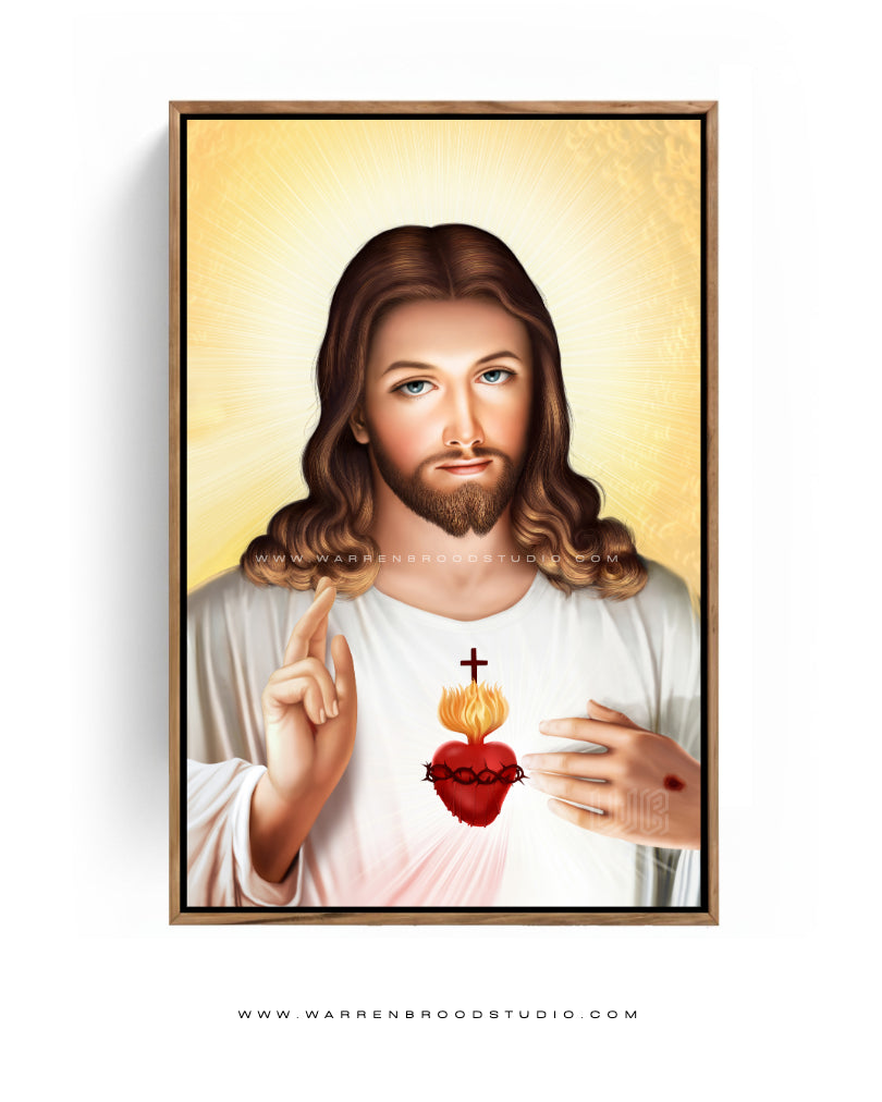 Catholic Sacred Heart Jesus artwork framed for Home Decor