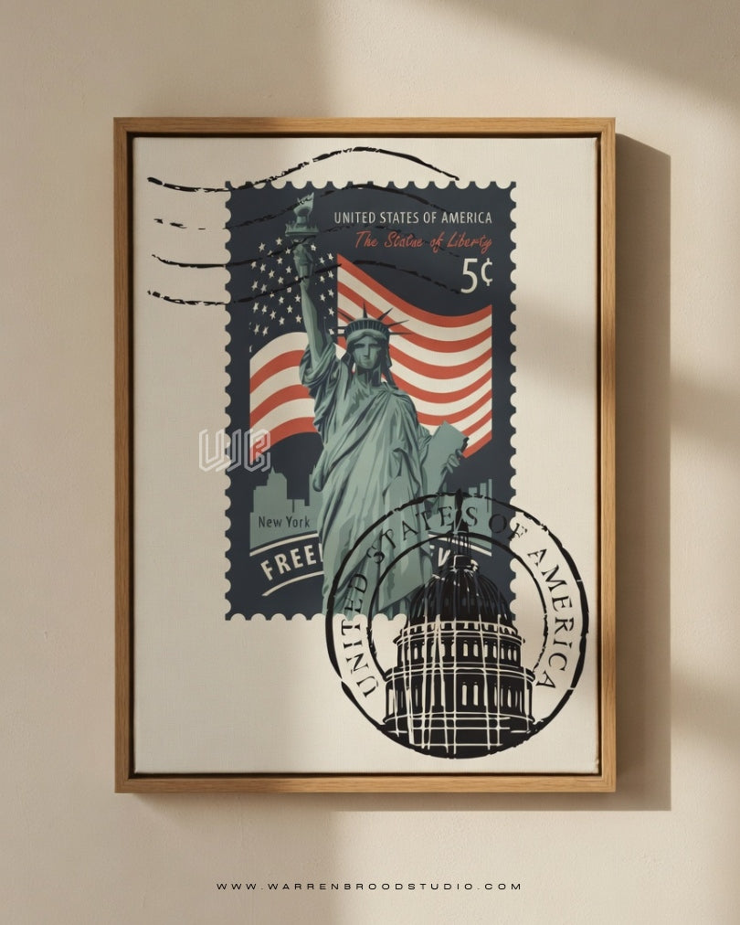 The Liberty Mark, Vintage-inspired Digital illustration - Contemporary Art Print Wall Frames