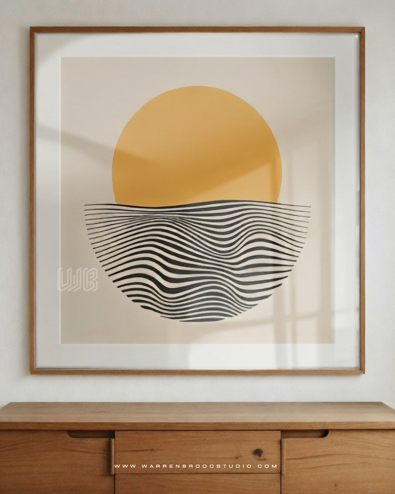 Sundown Rhythm | Minimalist Abstract Sunset Wall Art Print | Premium Wall Art Frames