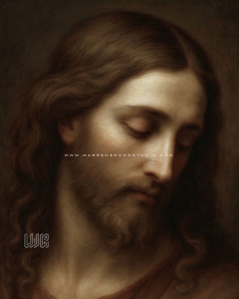 The Face of Divine Mercy – Premium Christian Wall Art Print | Jesus Christ Portrait | Oak Wooden Frame