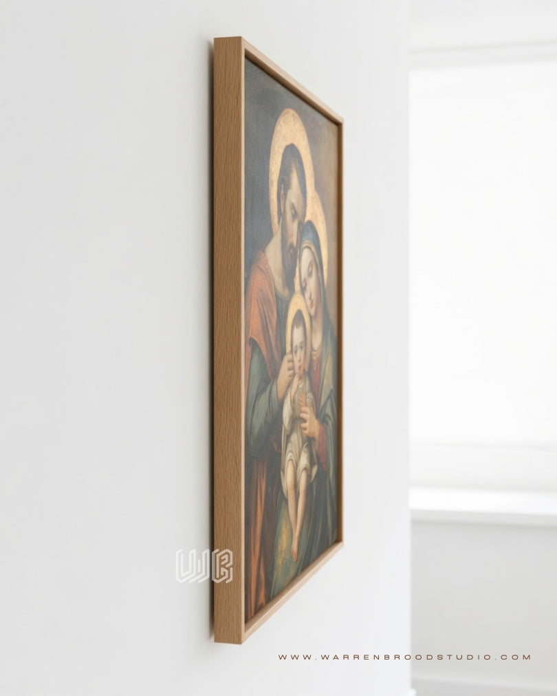 The Holy Family – Premium Catholic Christian Wall Art Print with Oak Wooden Frame
