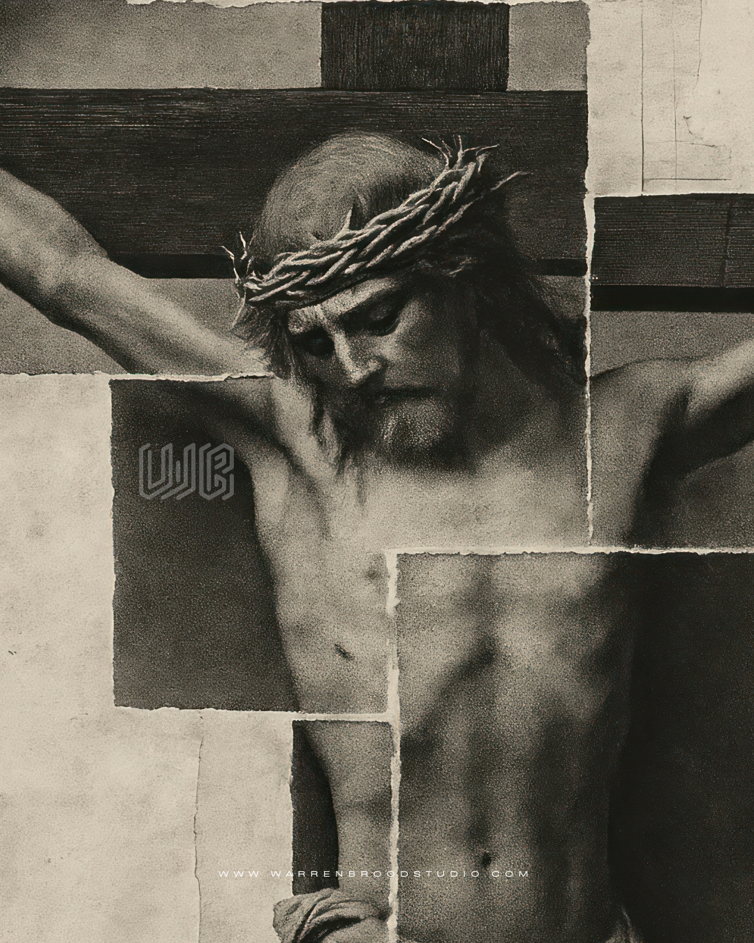 Jesus Christ on cross crown of thorns religious wall decor framed artwork
